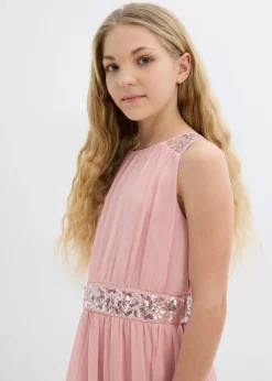 Vestido de gasa con banda de lentejuelas