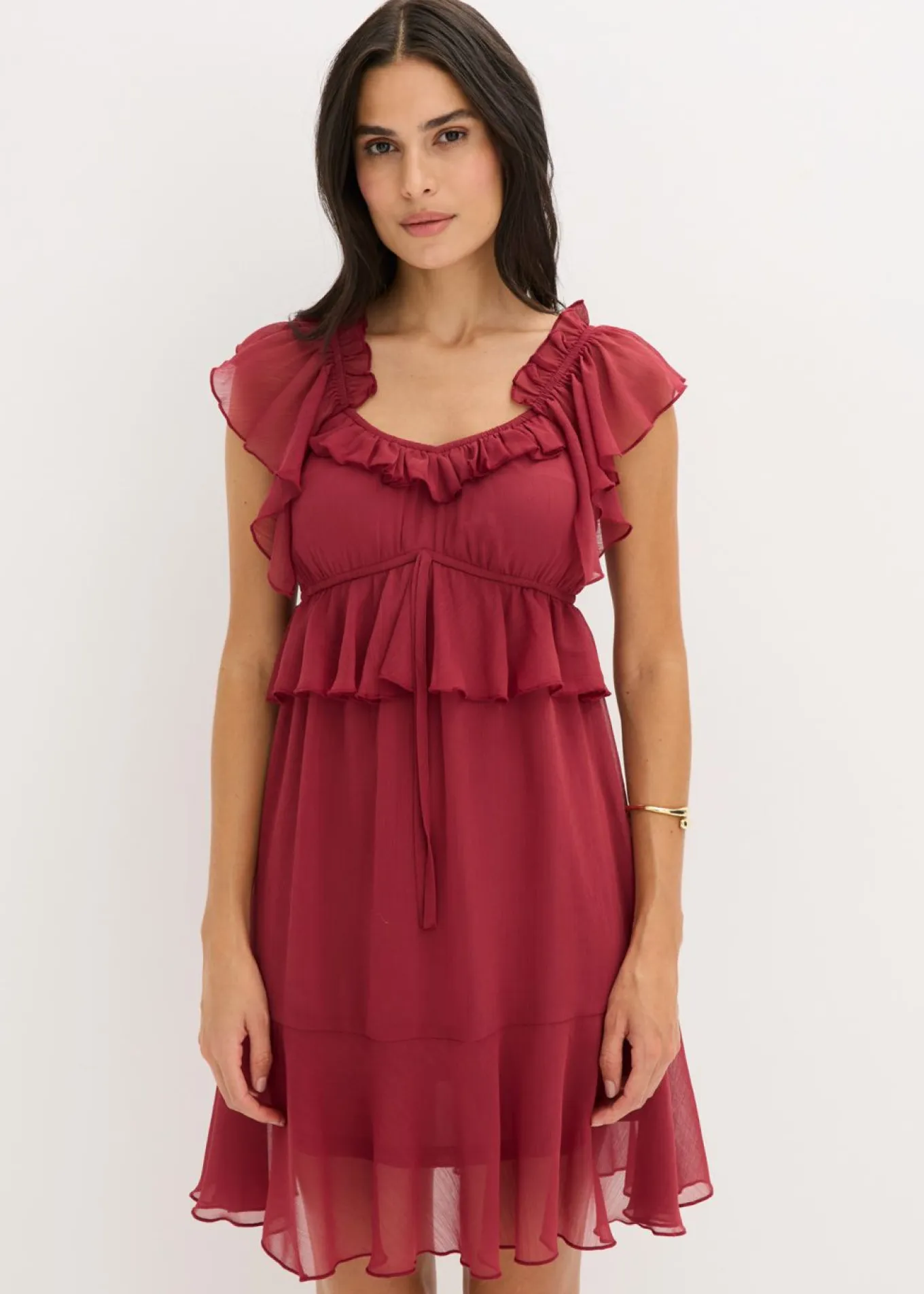 Vestido de gasa con corte en A