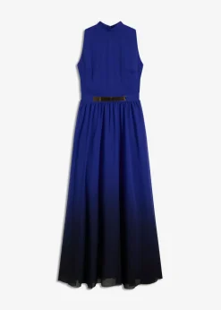 Vestido de gasa con cuello e inserción en la cintura