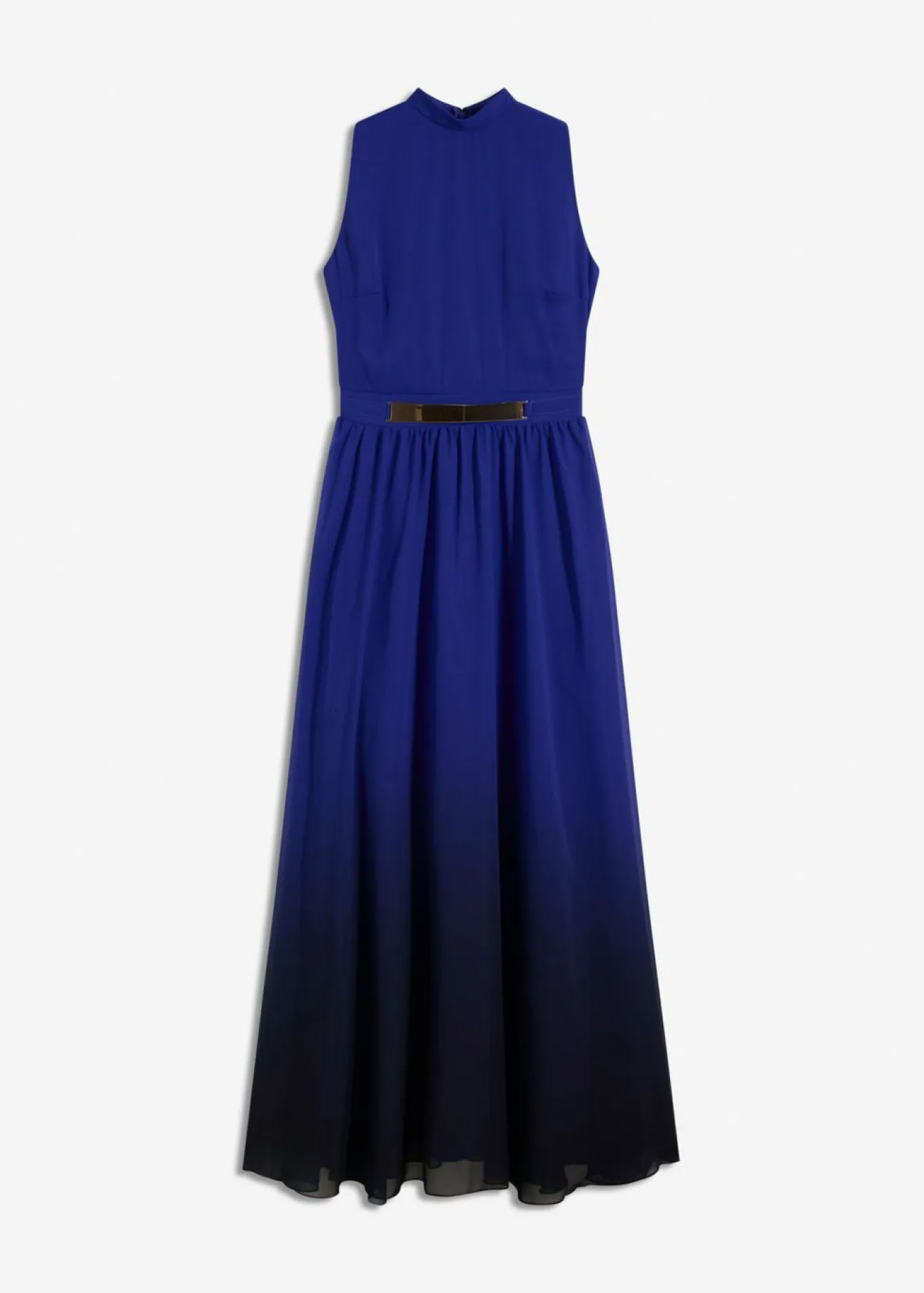 Vestido de gasa con cuello e inserción en la cintura