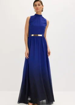 Vestido de gasa con cuello e inserción en la cintura