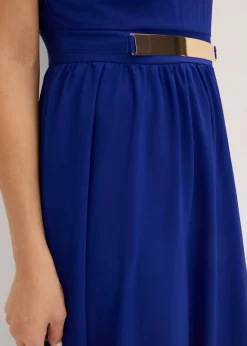 Vestido de gasa con cuello e inserción en la cintura