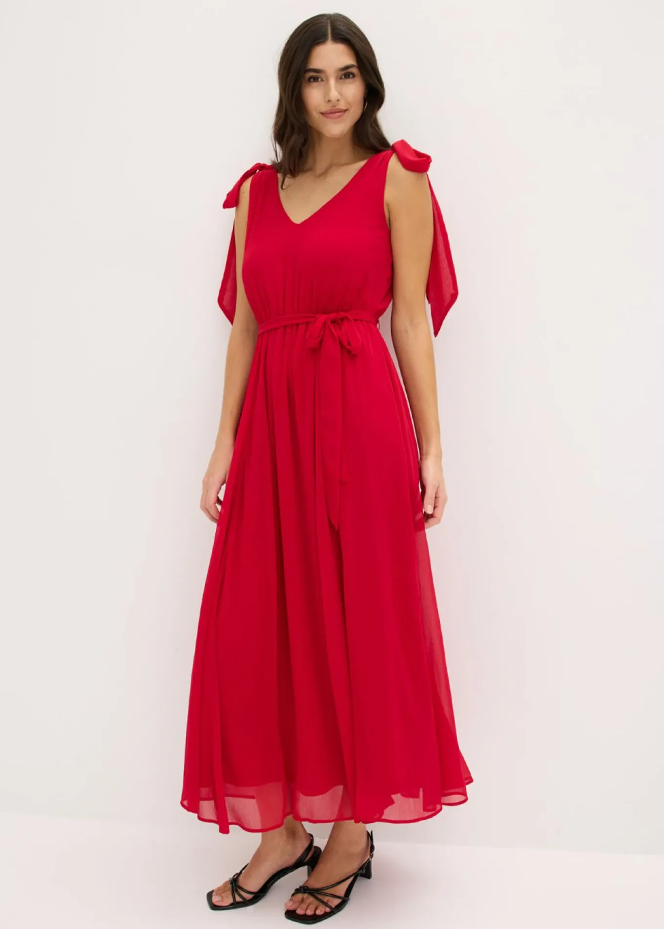 Vestido de gasa con detalles de lazo