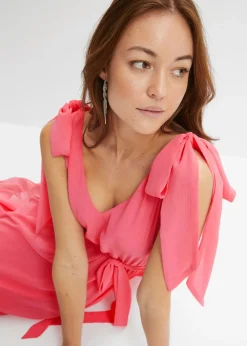 Vestido de gasa con detalles de lazo