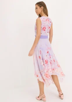 Vestido de gasa con dobladillo asimétrico y cordón