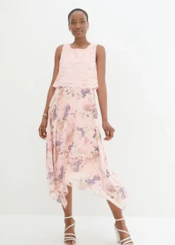 Vestido de gasa con encaje fino