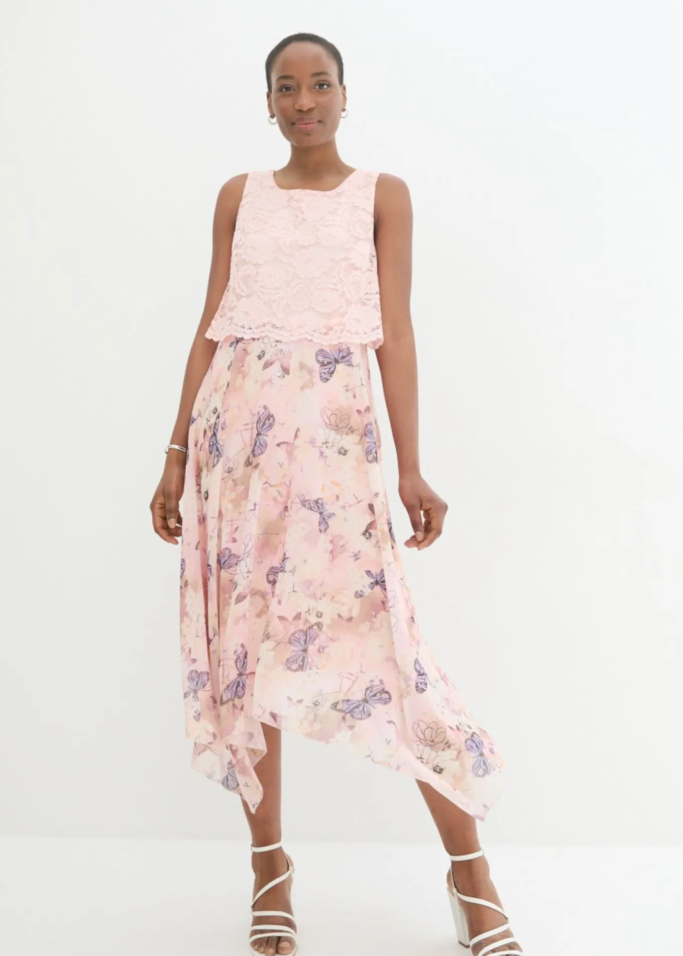 Vestido de gasa con encaje fino