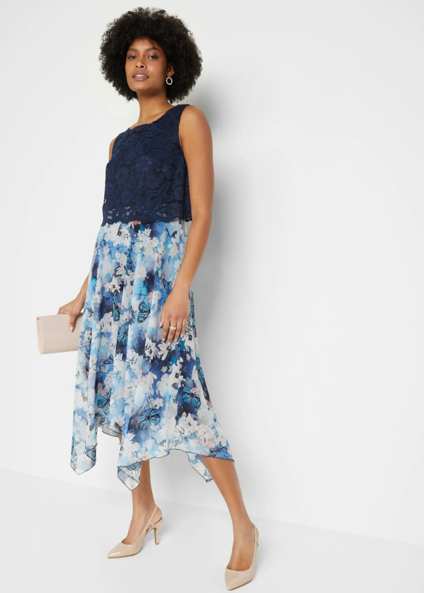Vestido de gasa con encaje fino