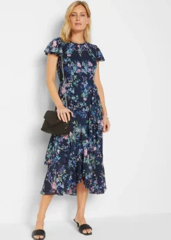 Vestido de gasa con mangas tipo murciélago