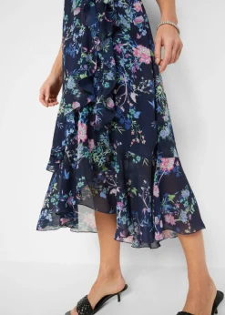 Vestido de gasa con mangas tipo murciélago