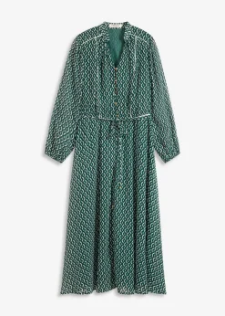 Vestido de gasa con ribete en contraste