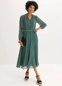 Vestido de gasa con ribete en contraste