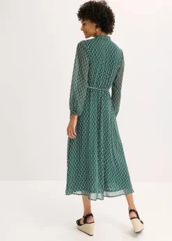 Vestido de gasa con ribete en contraste