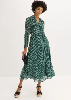 Vestido de gasa con ribete en contraste