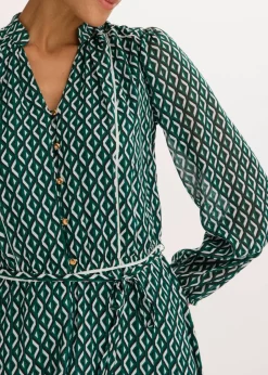Vestido de gasa con ribete en contraste