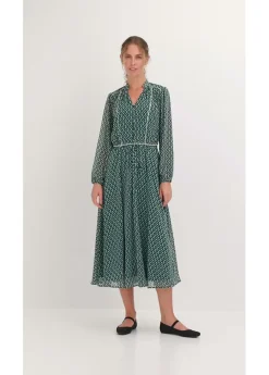 Vestido de gasa con ribete en contraste