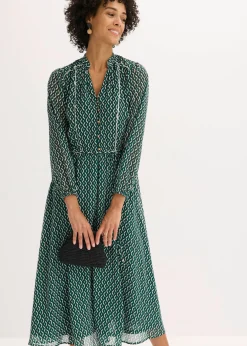 Vestido de gasa con ribete en contraste