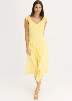 Vestido de gasa con tirantes y volantes
