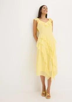 Vestido de gasa con tirantes y volantes