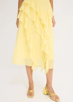 Vestido de gasa con tirantes y volantes