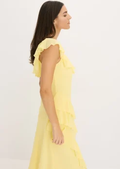 Vestido de gasa con tirantes y volantes