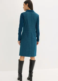Vestido de jacquard con cuello en contraste