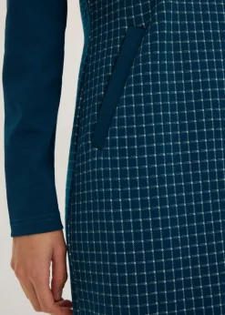 Vestido de jacquard con cuello en contraste