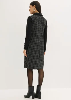 Vestido de jacquard con cuello en contraste