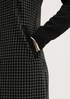 Vestido de jacquard con cuello en contraste
