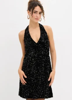 Vestido de lentejuelas anudado al cuello