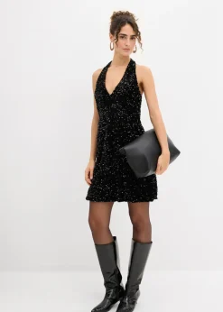Vestido de lentejuelas anudado al cuello