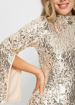 Vestido de lentejuelas con mangas de trompeta