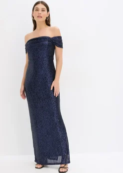 Vestido de lentejuelas con escote bañera