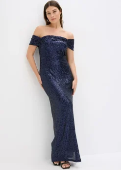 Vestido de lentejuelas con escote bañera