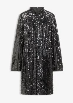 Vestido de lentejuelas con mangas de trompeta