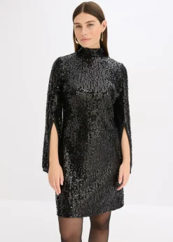 Vestido de lentejuelas con mangas de trompeta