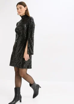 Vestido de lentejuelas con mangas de trompeta