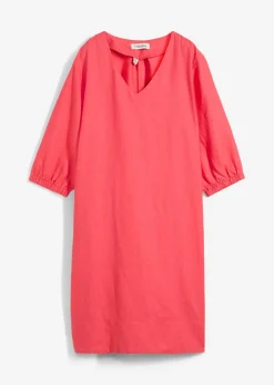 Vestido de lino puro con mangas 3/4