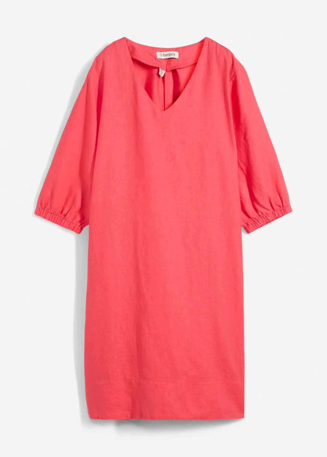 Vestido de lino puro con mangas 3/4