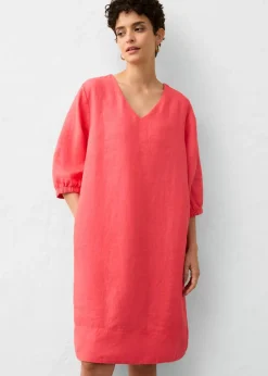 Vestido de lino puro con mangas 3/4
