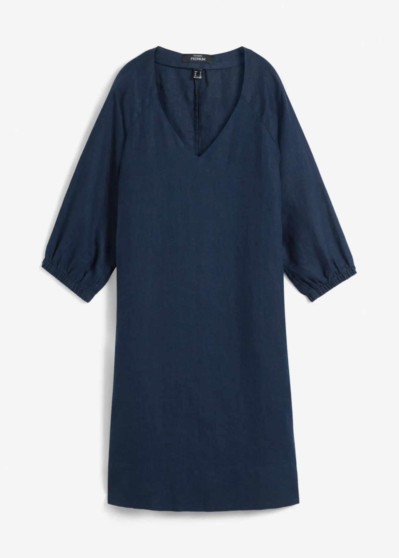 Vestido de lino puro con mangas 3/4