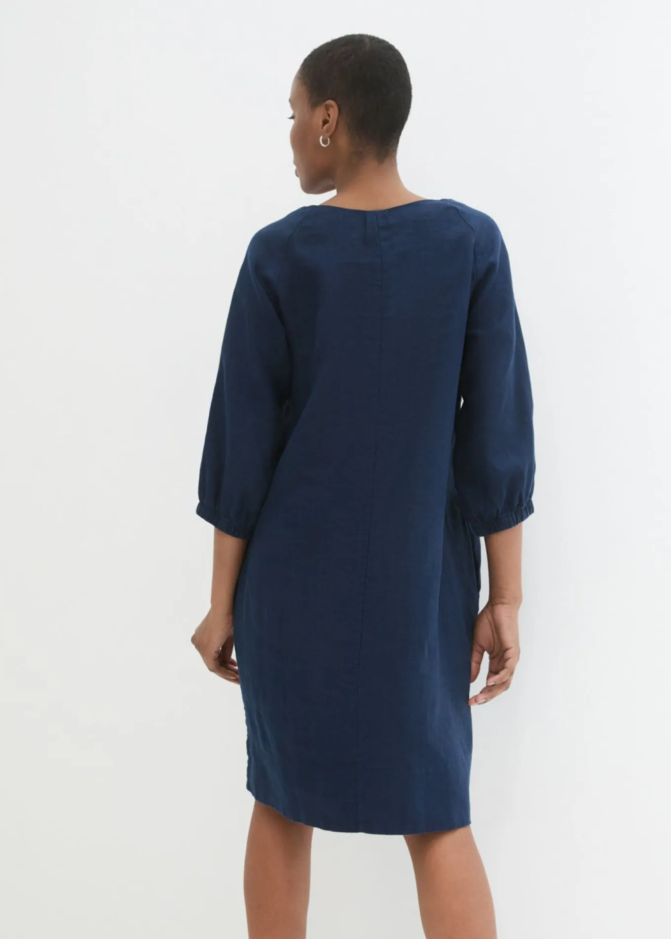 Vestido de lino puro con mangas 3/4