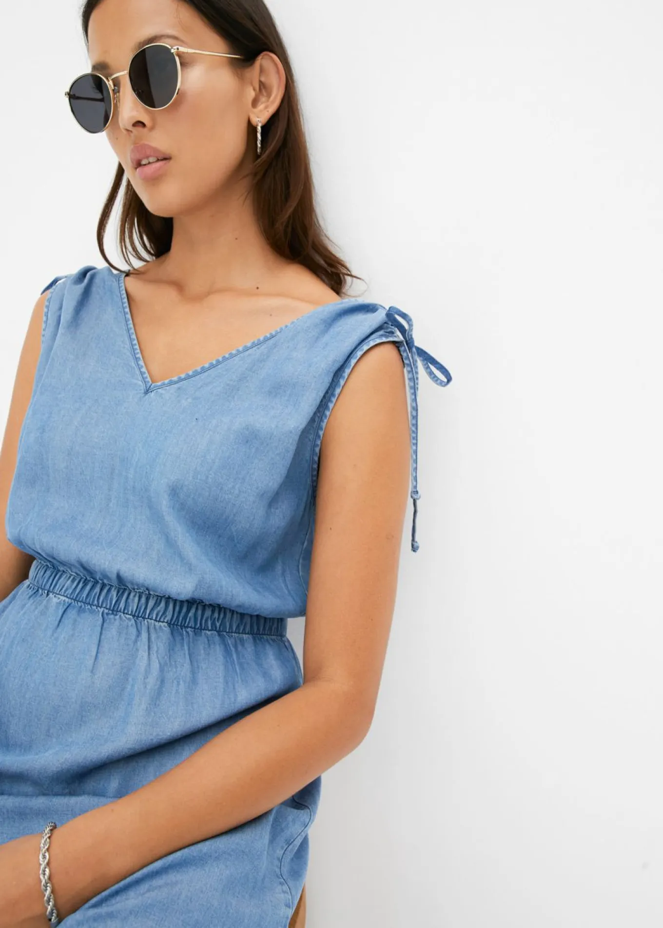 Vestido de lyocell liso