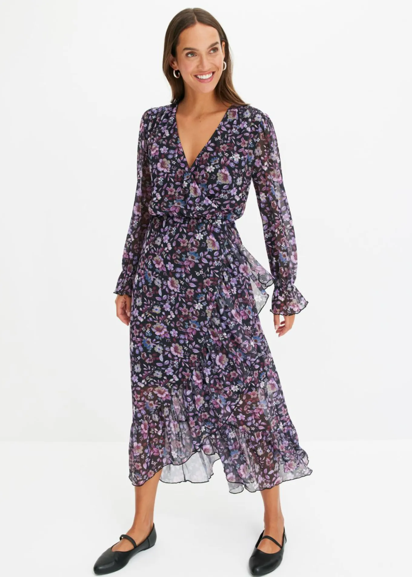 Vestido de malla con estampado de flores