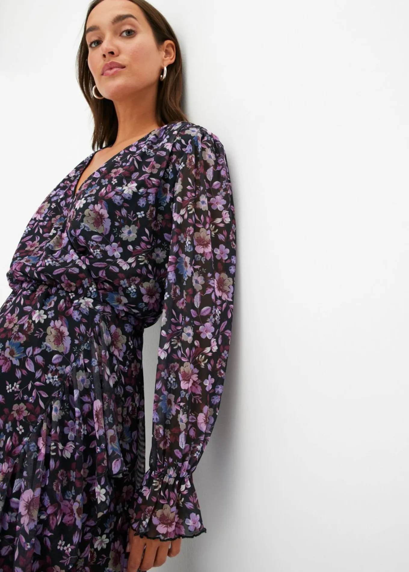Vestido de malla con estampado de flores