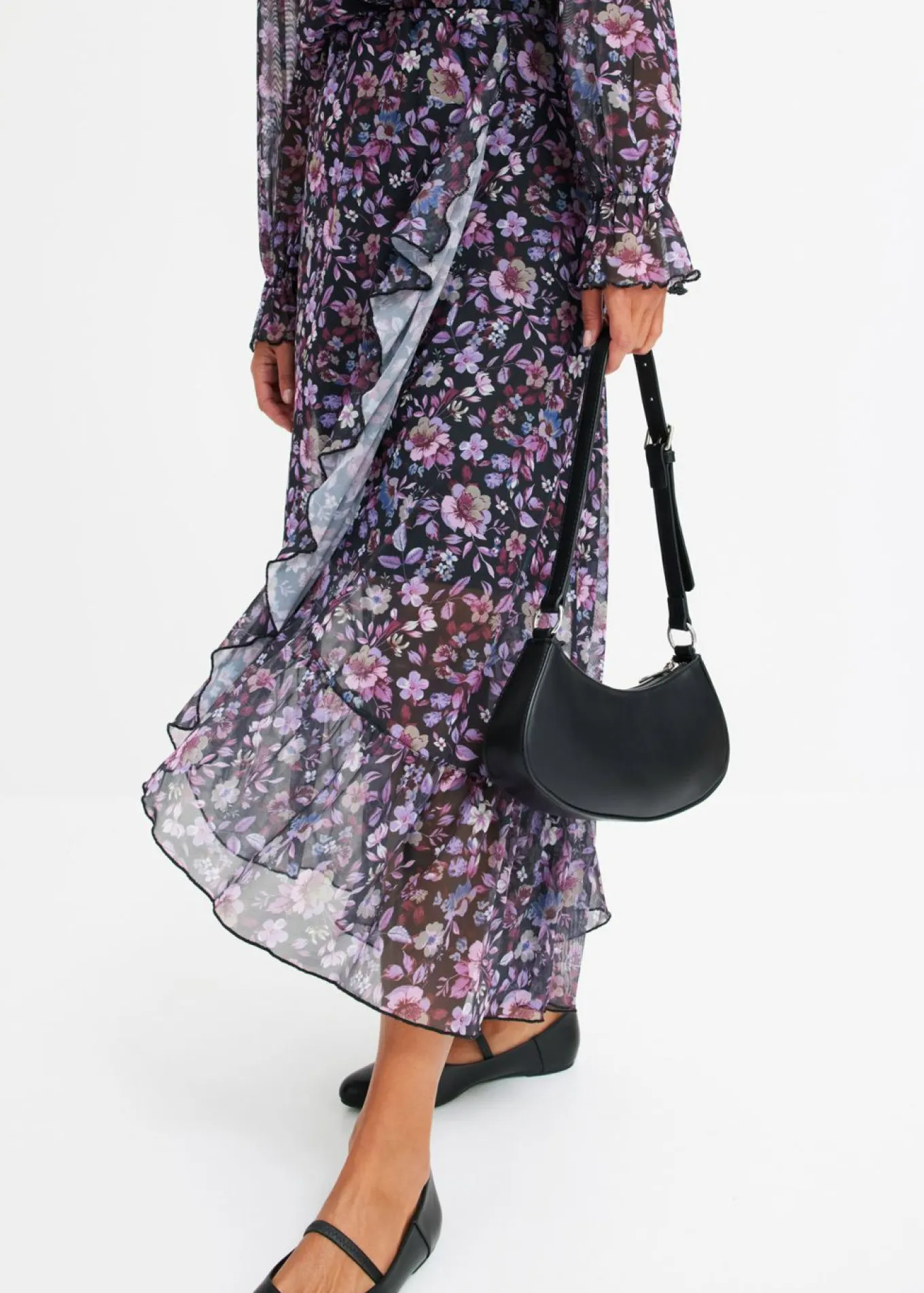 Vestido de malla con estampado de flores