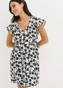 Vestido de material estructurado con mangas de murciélago