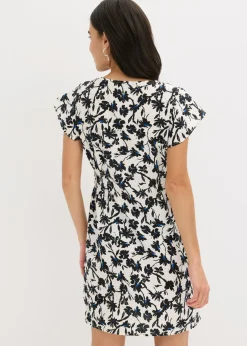 Vestido de material estructurado con mangas de murciélago