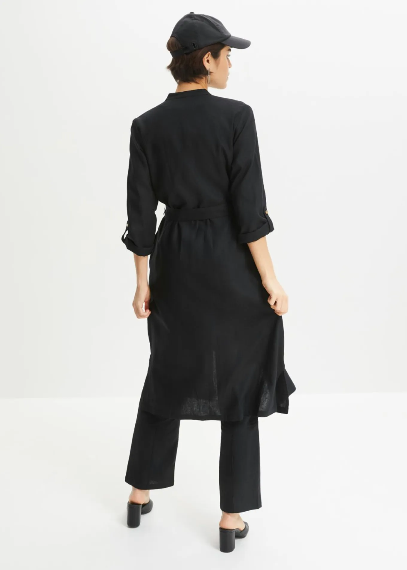 Vestido de mezcla de lino y viscosa con bolsillos