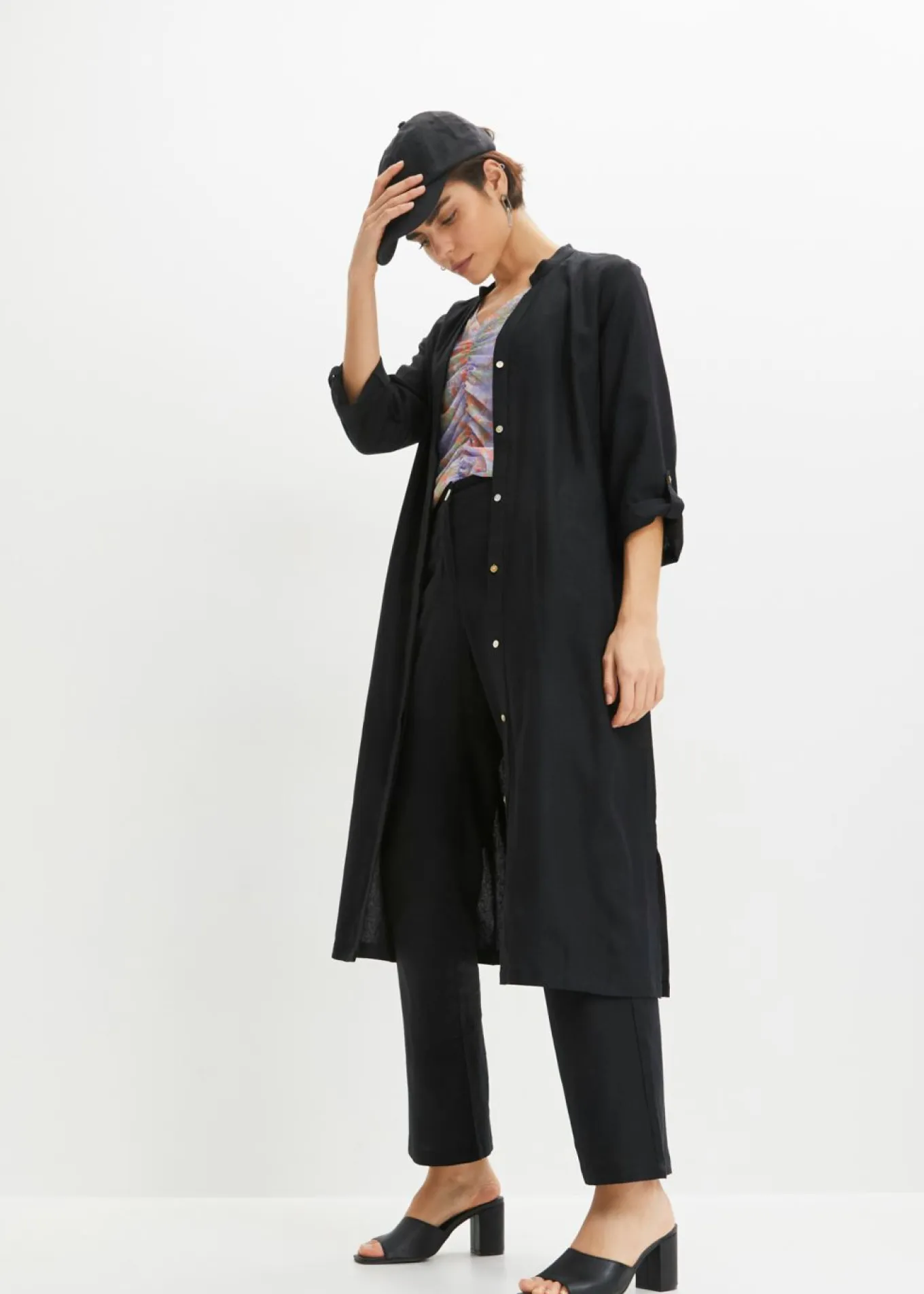 Vestido de mezcla de lino y viscosa con bolsillos